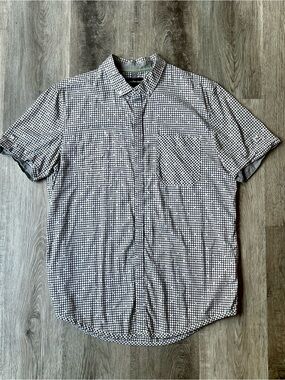 Calvin Klein Jeans Black & White Check Short Sleeve Button-Down Shirt Size M